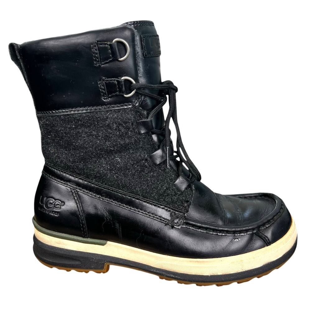 UGG Men’s Ory Black Leather Waterproof Winter Boot Size US 7.5